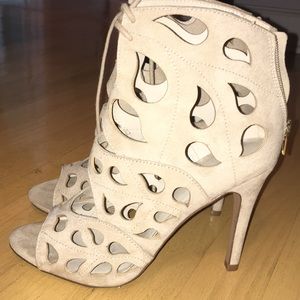 Neutral strappy heels